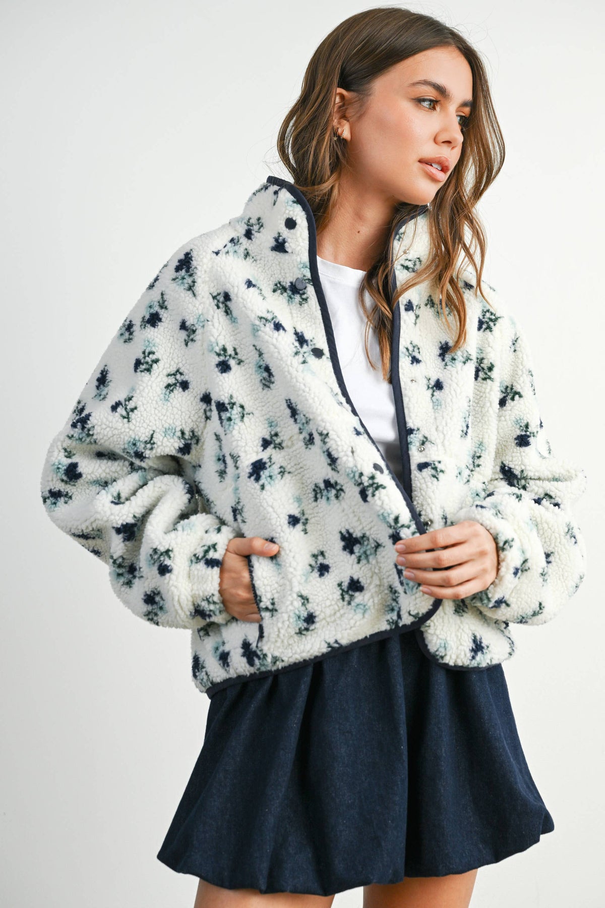 Floral Print Fleece Jacket