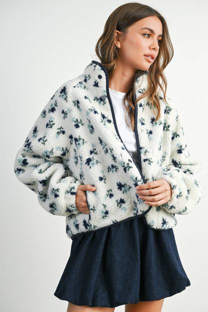 Floral Print Fleece Jacket