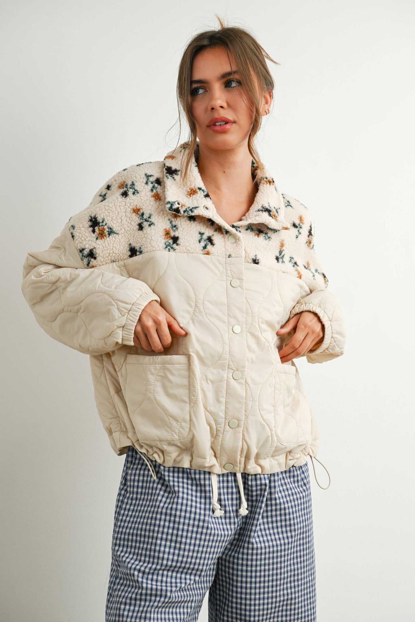 Floral Puffer Long Sleeve Jacket