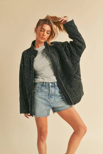 Sadie Quilted Jacket in Dark Charcoal