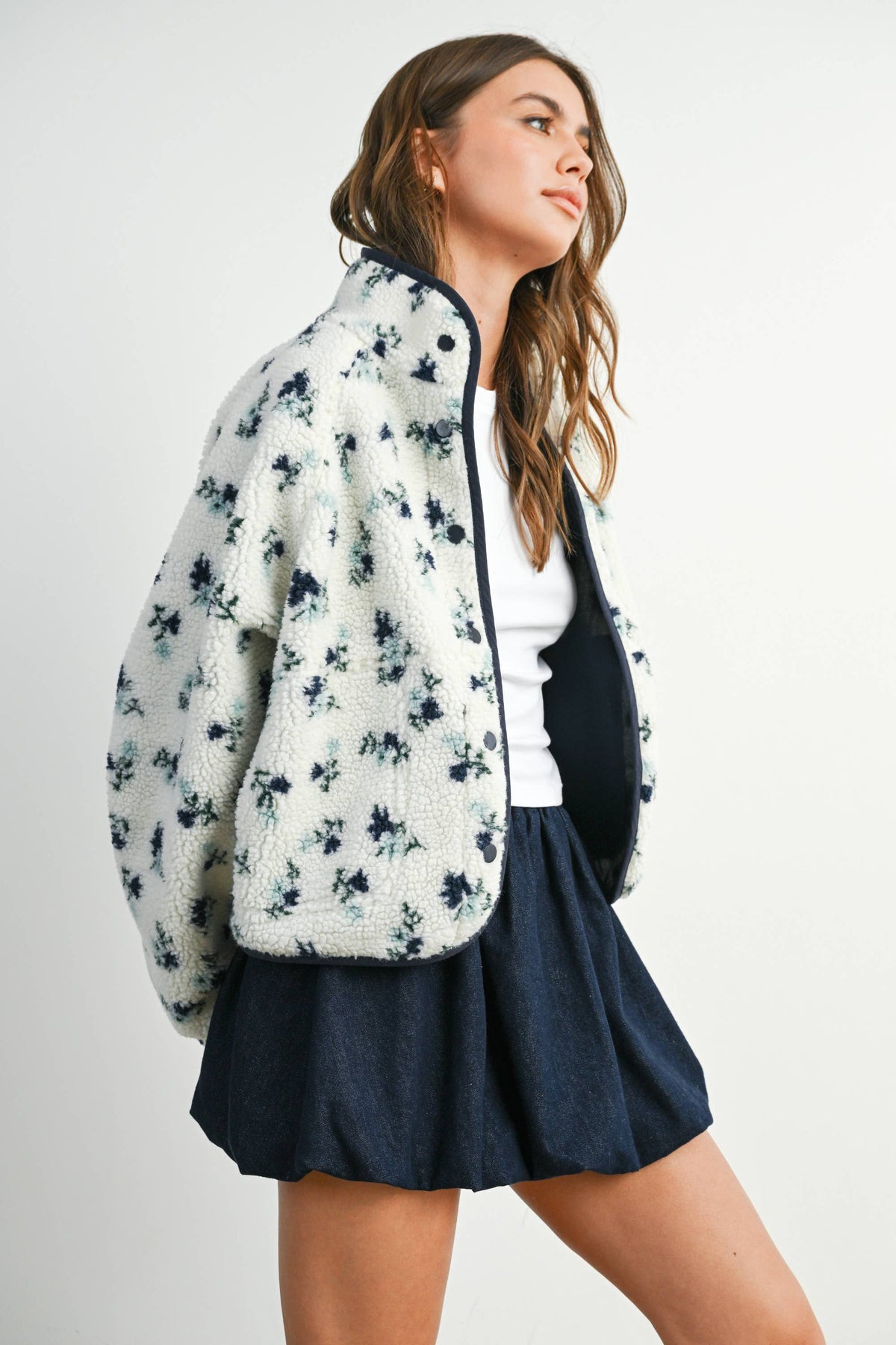 Floral Print Fleece Jacket
