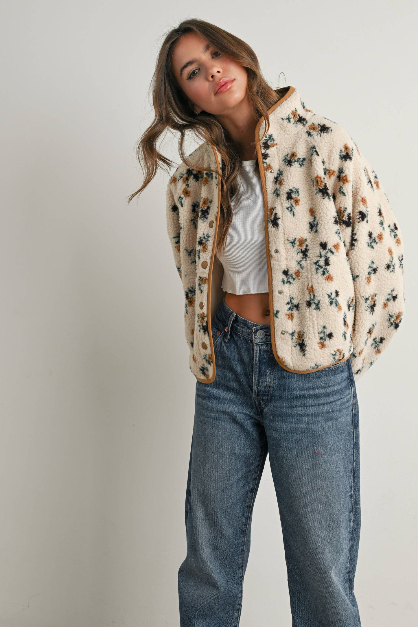 Floral Print Fleece Jacket