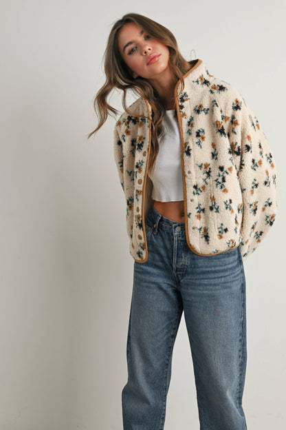 Floral Print Fleece Jacket