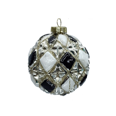 Black and White Diamond Glass Ornament