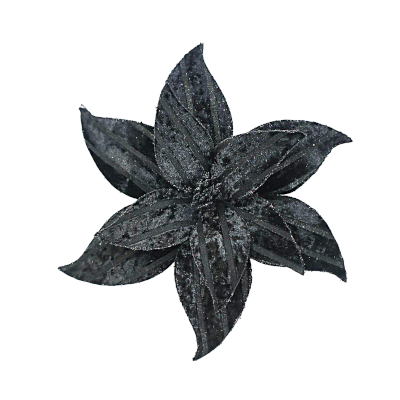 Black Poinsettia Clip with Velvet