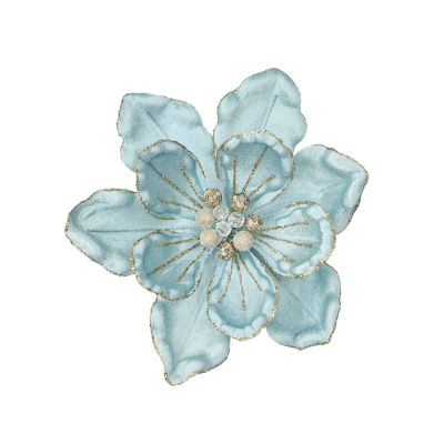 Blue Ice Velvet Magnolia Clip