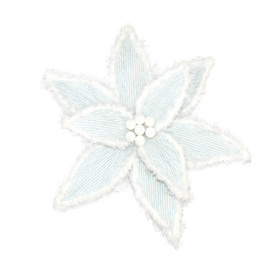 Blue and White Frosted Stripe Poinsettia Clip