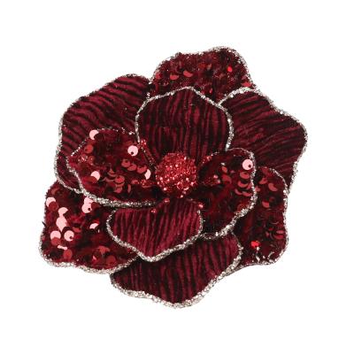 Burgundy Glitter Magnolia Clip