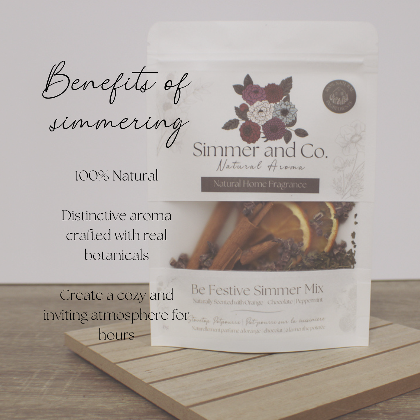 Be Festive Simmer Pot Mix, Natural Peppermint Cocoa Spice Aroma