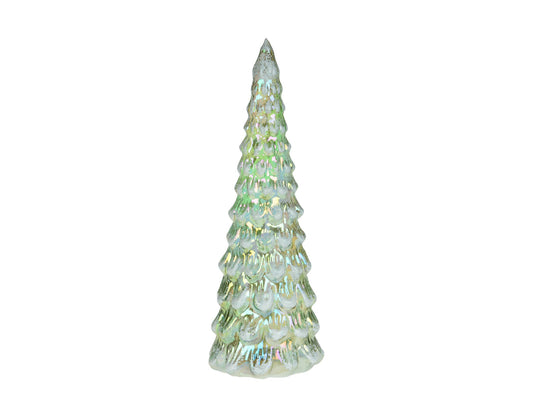 11.5" Green Glass LED Christmas Tree