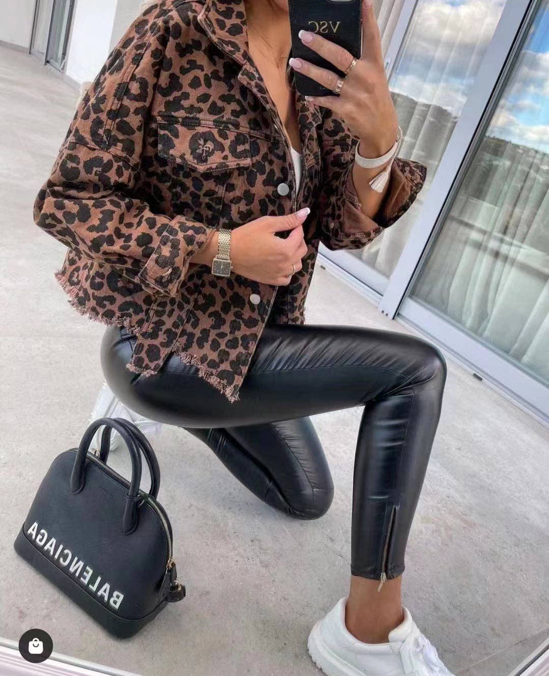 Leopard Print Denim Jacket