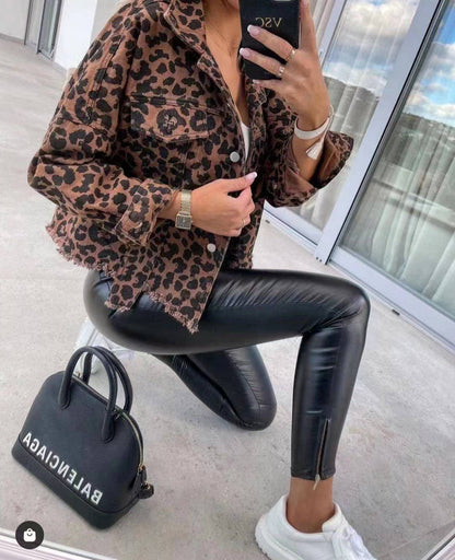 Leopard Print Denim Jacket