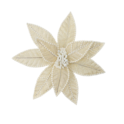 Champagne Poinsettia Clip with Pearl Detailing