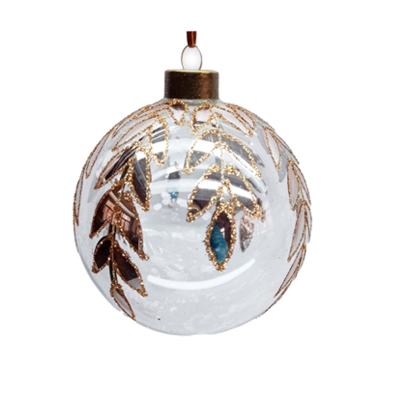 Copper & Silver Leaf Glass Ornament
