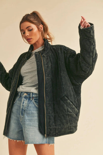 Sadie Quilted Jacket in Dark Charcoal