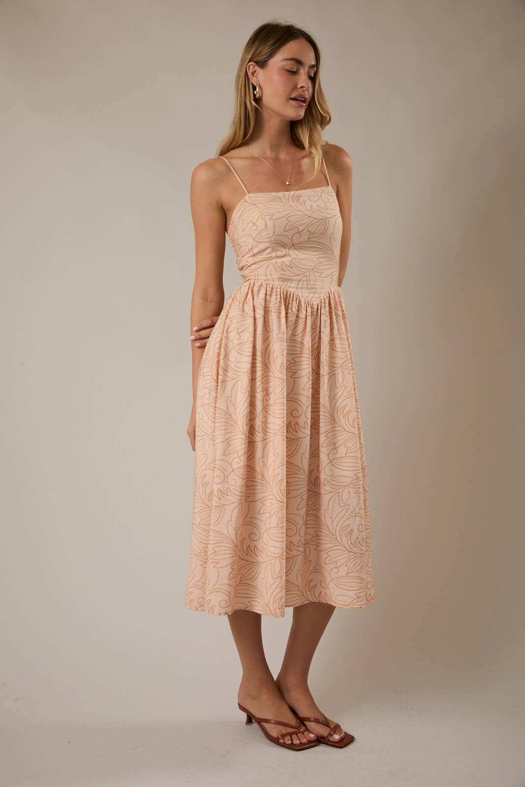 Stitch Print Midi Dress