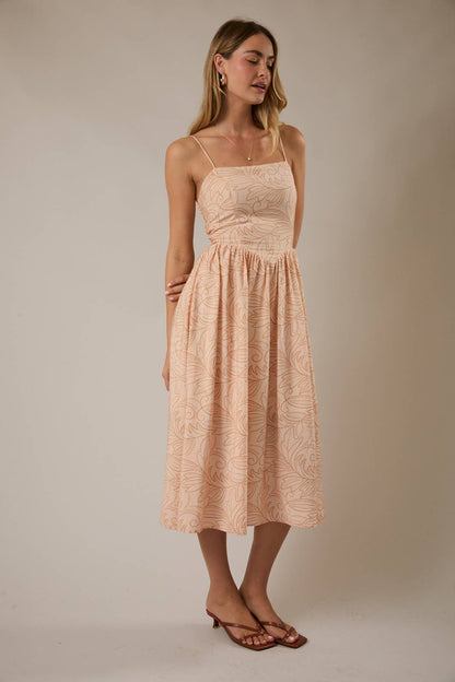 Stitch Print Midi Dress