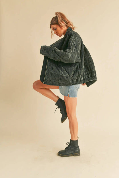 Sadie Quilted Jacket in Dark Charcoal