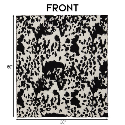 Wrangler Black & White Cowhide Stretchy Throw Blanket