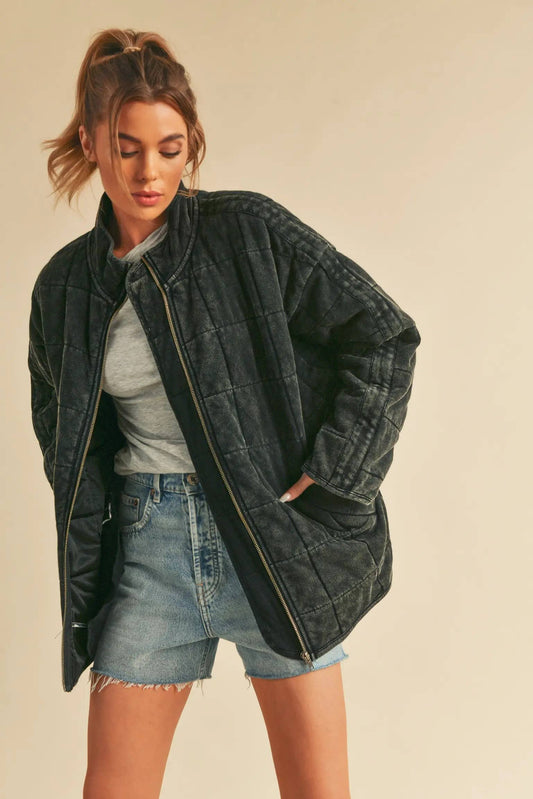 Sadie Quilted Jacket in Dark Charcoal