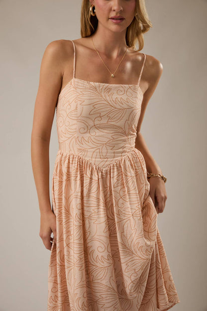 Stitch Print Midi Dress