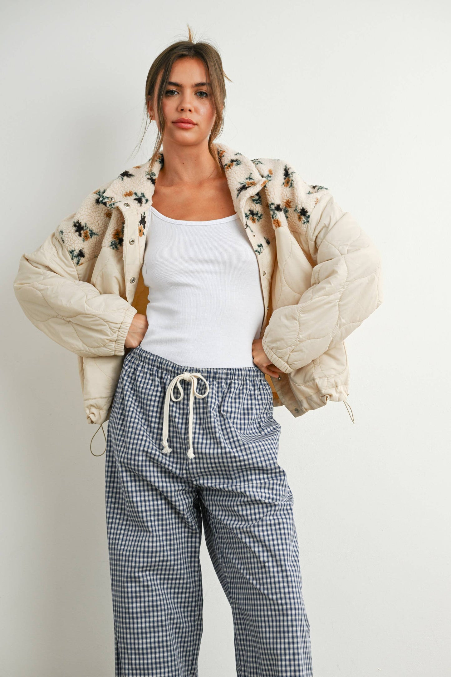 Floral Puffer Long Sleeve Jacket