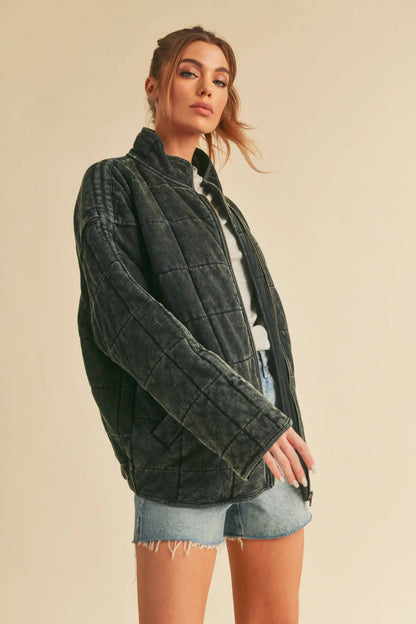 Sadie Quilted Jacket in Dark Charcoal