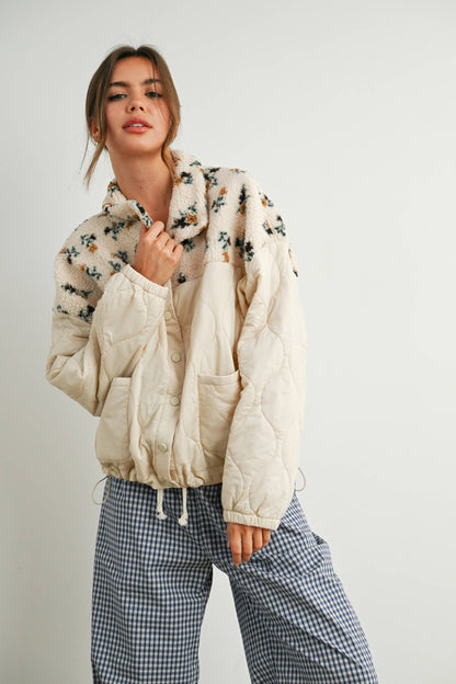 Floral Puffer Long Sleeve Jacket