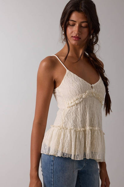IVORY LUX EMBOSSED TEXTURED CAMI TOP