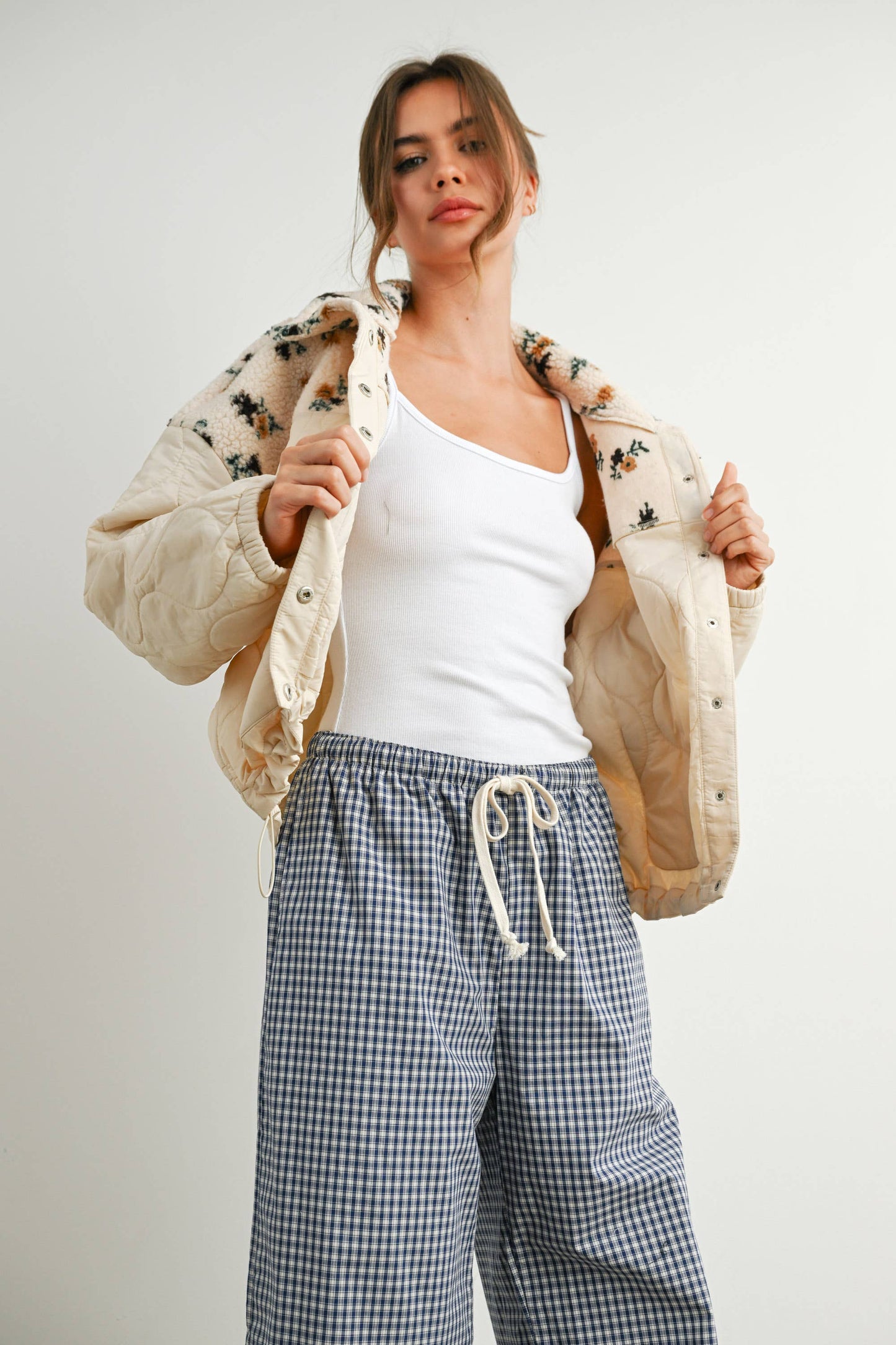 Floral Puffer Long Sleeve Jacket