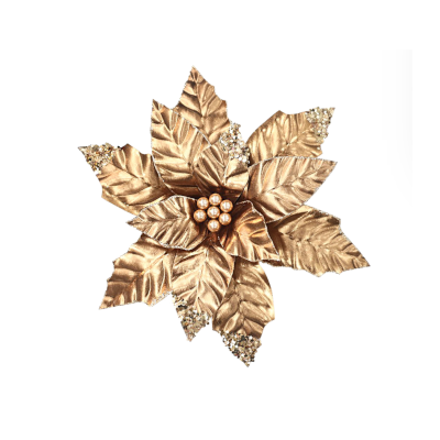 Metallic Gold Poinsettia Clip