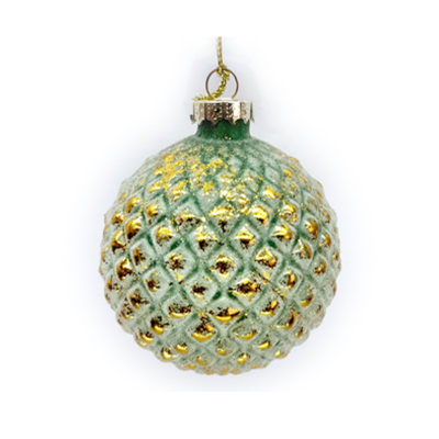 Green Embossed Diamond Glass Ornament