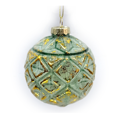 Green Embossed Diamond Glitter Ornament