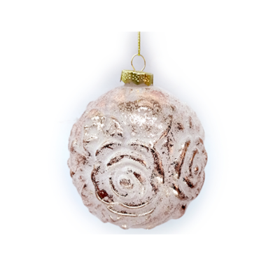 Pink Embossed Rose Ornament