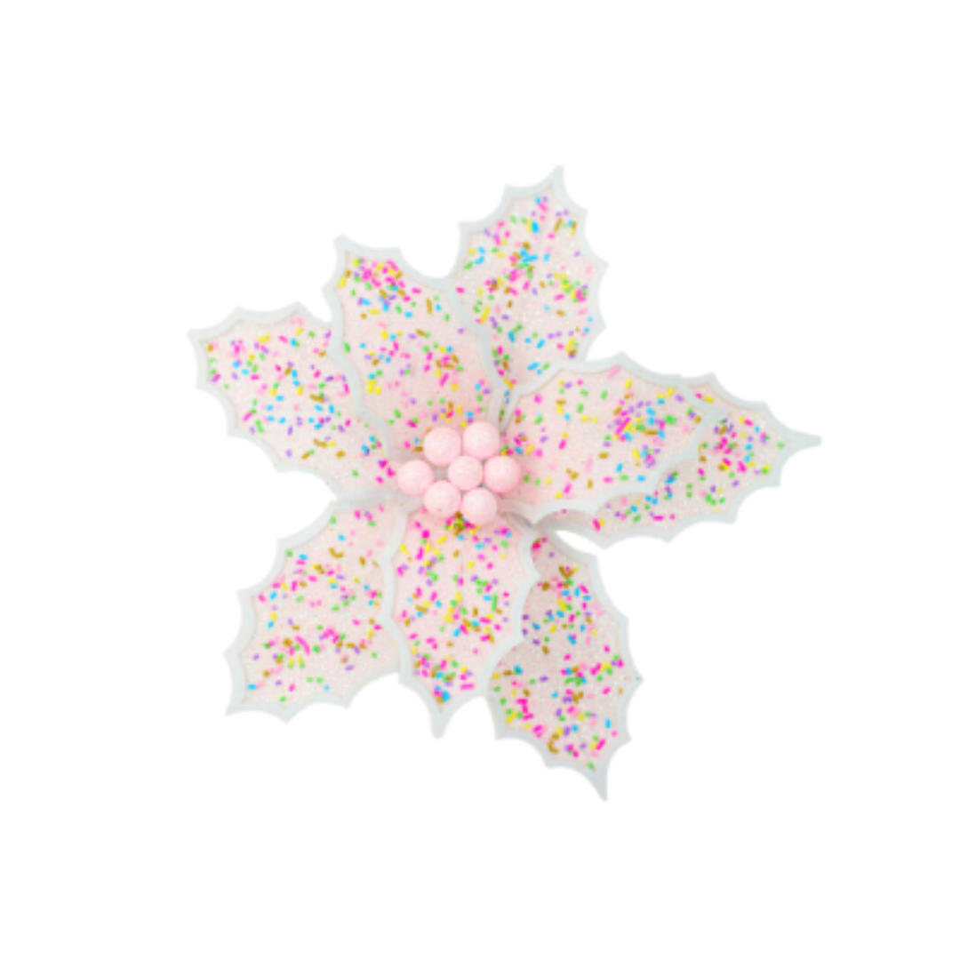 Light Pink Poinsettia Clip with Sprinkles