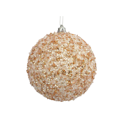 Rose Gold Ornament Ball with Glitter and Sequins