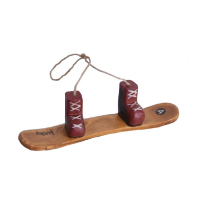 Snow Board with Red Boots Ornament