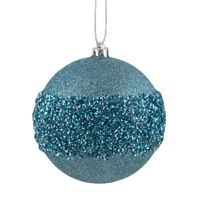 Blue Glitter Ornament with Sequin Glitter Band