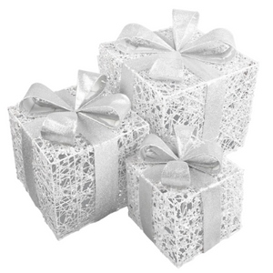 White Glitter Gift Boxes - Set of 3