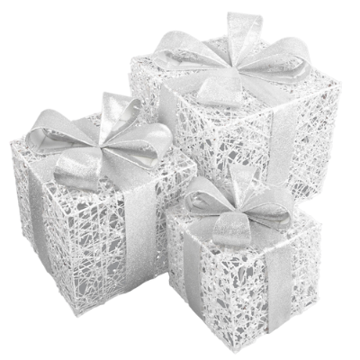 White Glitter Gift Boxes - Set of 3