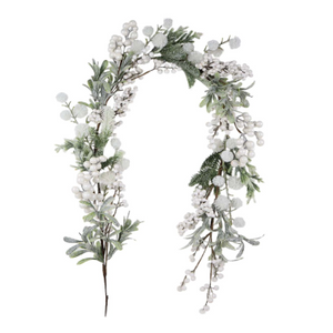 White Berry Garland with Frosted Mistletoe