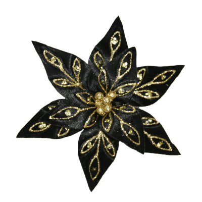 Black Poinsettia with Gold Detailing