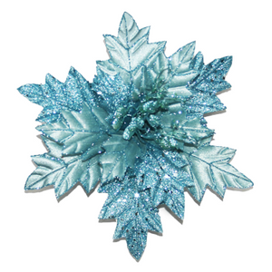 Ice Blue Poinsettia Clip