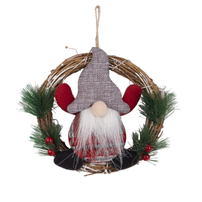 Euro Santa in Wreath Ornament