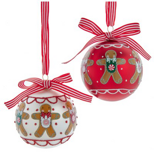 Gingerbread Ball Ornament with Ribbon