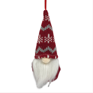 Gnome Plush Ornament with Red/White Hat