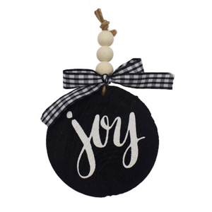 Joy Wooden Disc Ornament