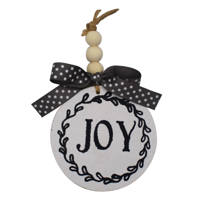 Joy Wooden Disc Ornament
