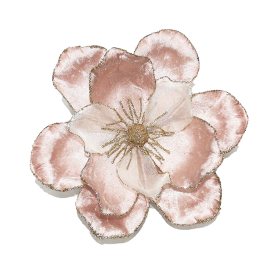Pink Velvet Magnolia Clip