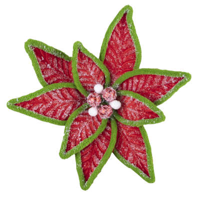 Red and Green Poinsettia Clip